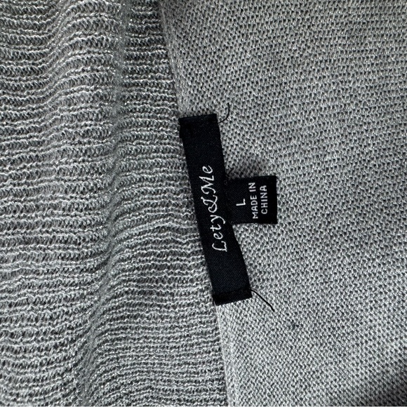 Lety & me cardigan grey sparkly shimmer grey silver ruffle tiered trim cinch - Picture 5 of 13